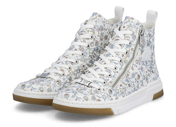 Rieker, modieuze dameslaarzen, breedte G, met uitneembaar voetbed WEISS-BUNT